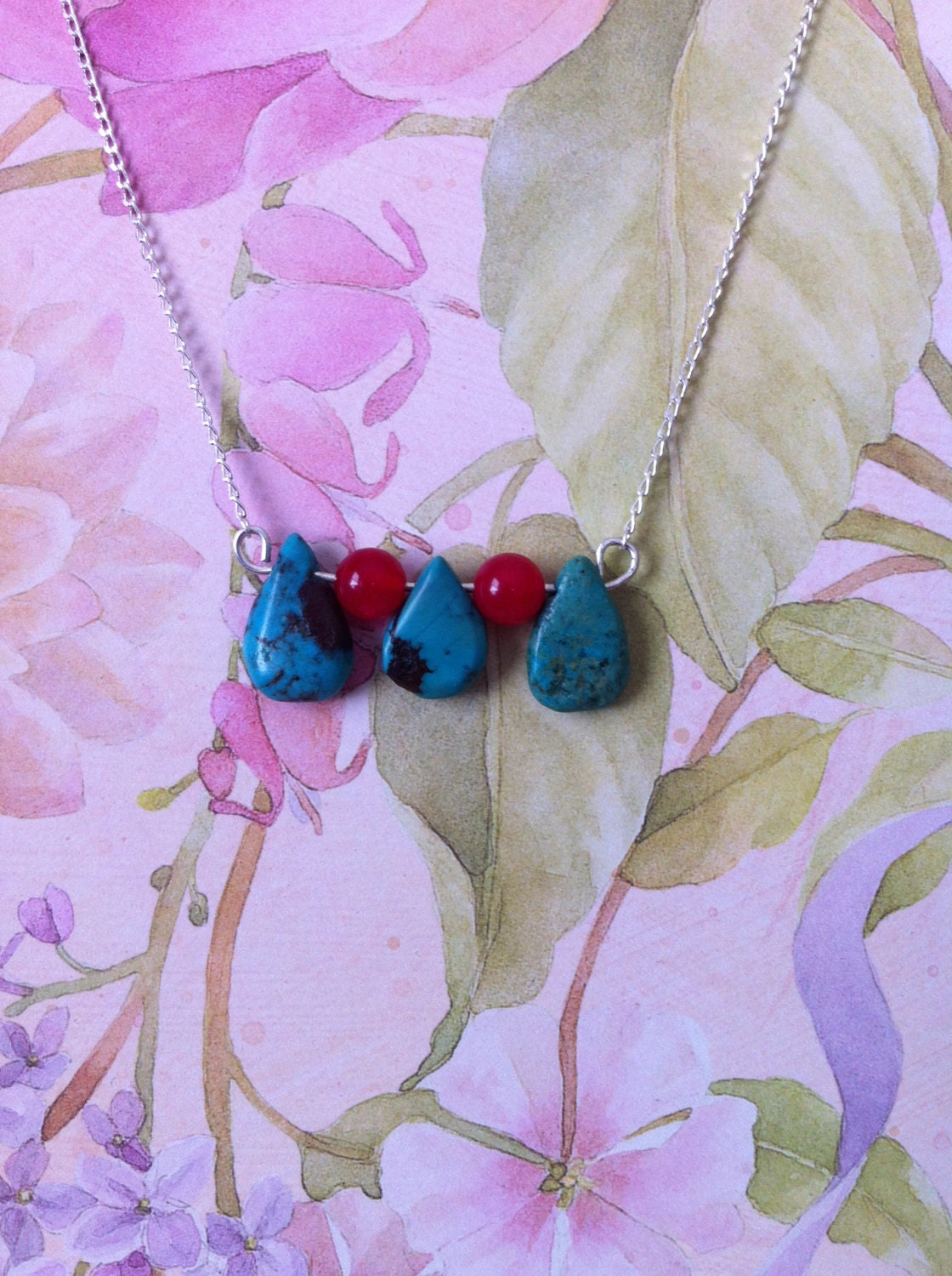 Sterling Silver Turquoise Briolette Beaded Necklace