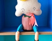 Felt cloud boy art doll display