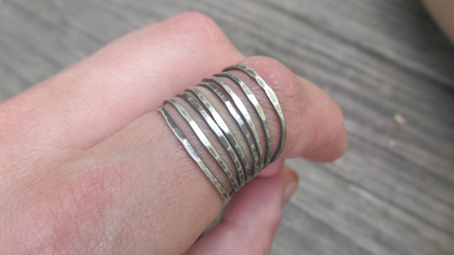 Stacking Ring Statement Ring Rustic Jewelry Silver Knuckle Ring Large Cockail Ring DanielleRoseBean Wire Wrap Jewelry