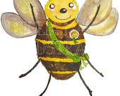 Congratulations Bee Card - Made with Recycled Paper - Illustration by Giulia Mauri