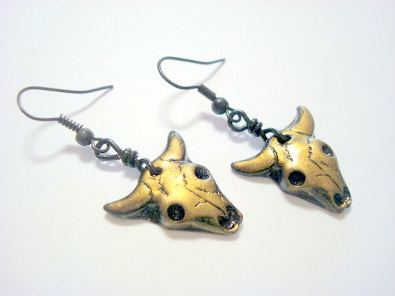 Cow Skull Handmade Polymer Clay Earrings