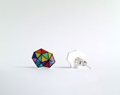 Hand Drawn Color Geometric Post Earrings Studs