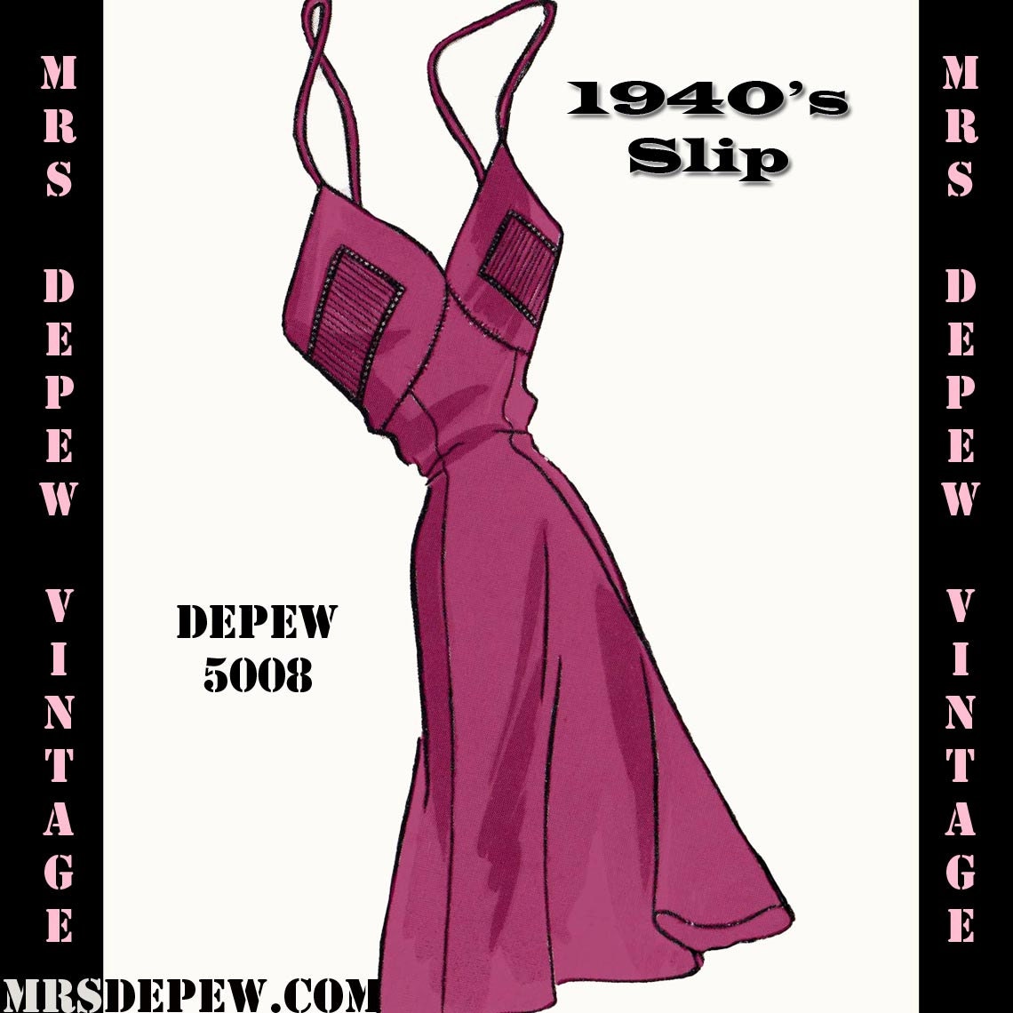 Vintage Sewing Pattern 1940's Slip in Any Size Depew 5008 -INSTANT DOWNLOAD-