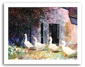 Goose Art 11x14" "Farm Geese" Signed and Numbered Print