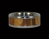 Hawaii Titanium Rings Marble Wood inlay Titanium Ring