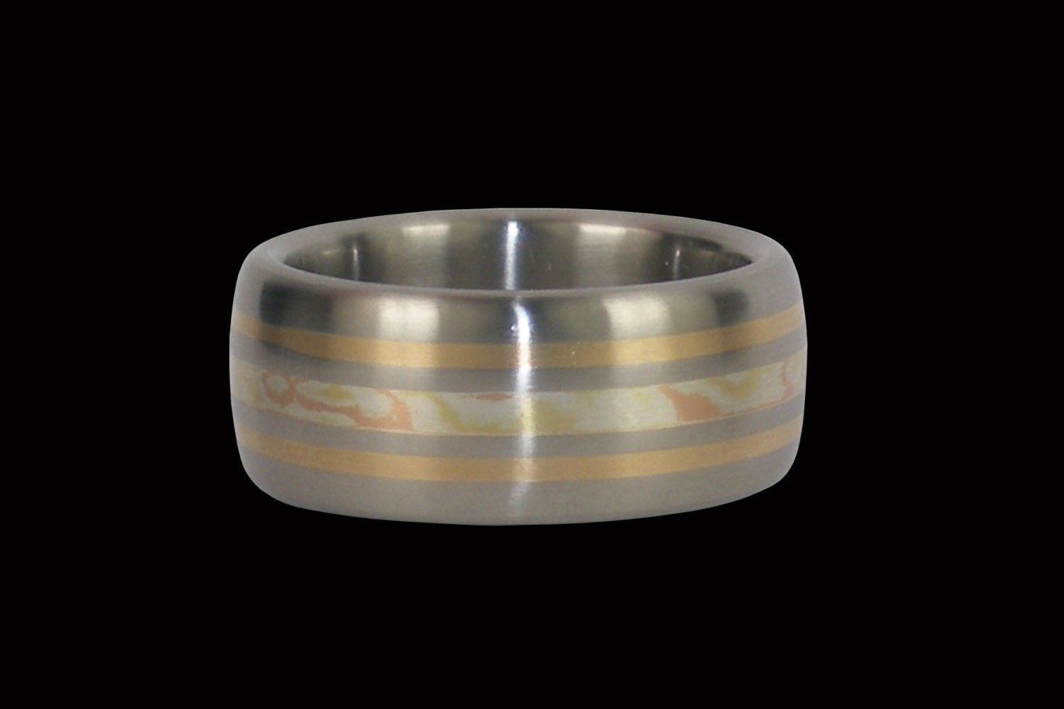 Hawaii Titanium Ring with Mokumagane Center inlay