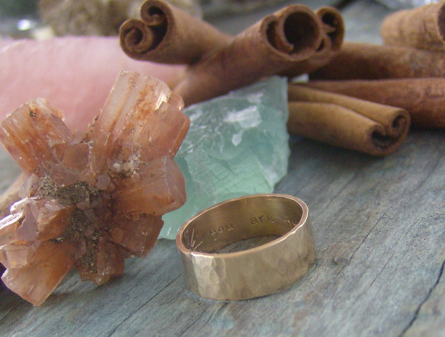 Gold Secret message ring...Gold filled hammered band personalized stacking ring