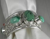 LAYAWAY AVAILABLE Huge Native American Turquoise and Sterling Cuff Bracelet