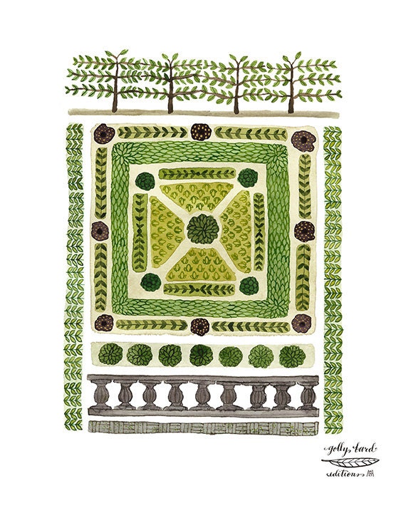 knot garden no. 3 watercolor reproduction print