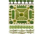 parterre garden no. 3 watercolor reproduction print