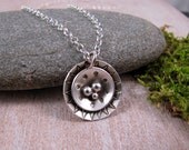 Everyday Sterling Silver Disc Necklace. Tribal Jewelry. Textured Layered Circle Pendant