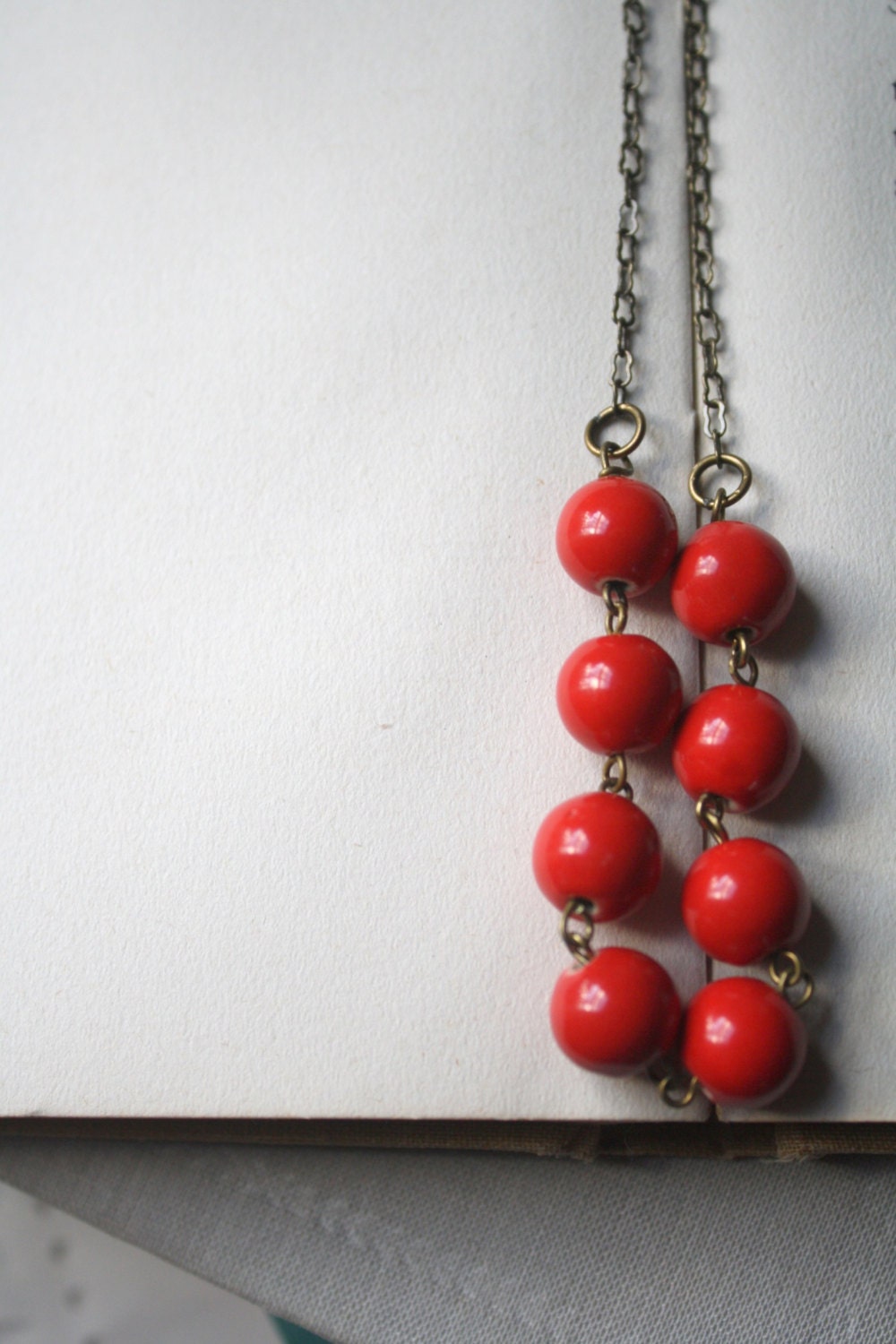Red Glass Bead Layering Necklace- Simple, Modern, Bright, Summer, Handmade Jewelry- Candy Parade Necklace in Red