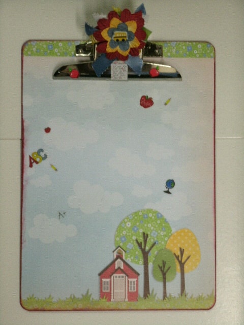 School House with Tree Altered Clipboard 9x12 Letter size for School or Teacher Gift