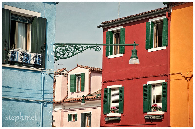 Travel Photography,  8x12 fine art print, Italy Burano Island, rustic traditional mediterranean architecture