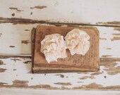 Ruffled Bow Hair Barrette in Cream Chiffon and White Lace / Shabby Chic Couture