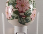 Ivory Ceramic With Pink Flowers & Ruffled Edge Candle Holder Custom Night Light