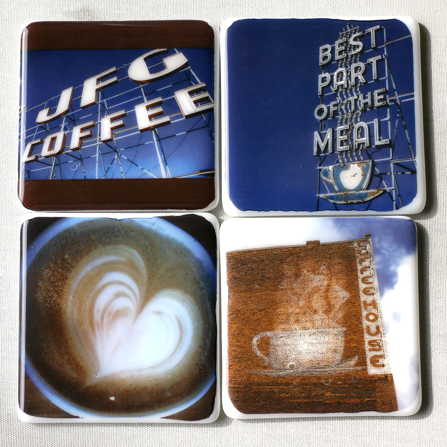 Fused Glass Coasters - set of four featuring full-color photos - Knoxville Coffee