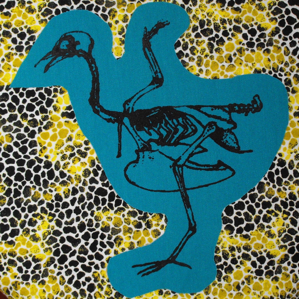Large Chicken Skeleton Patch Turquoise