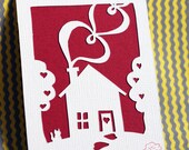 Cute Love House Valentines Day Gift OOAK ACEO Original Artist Card