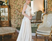 Vintage 1930s Art Deco Wedding Gown in Gleaming Slipper Satin Sleeveless