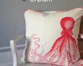 Coral & Cream Octopus Pillow