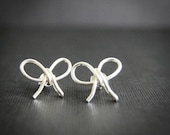 Sterling silver bow earring, Handwired bow, 925 sterling, Birthday gift earring, cute earring