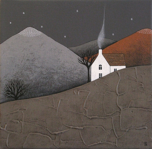 we're almost home 1 // archival 8x8 fine art print from my original night landscape painting // by natasha newton