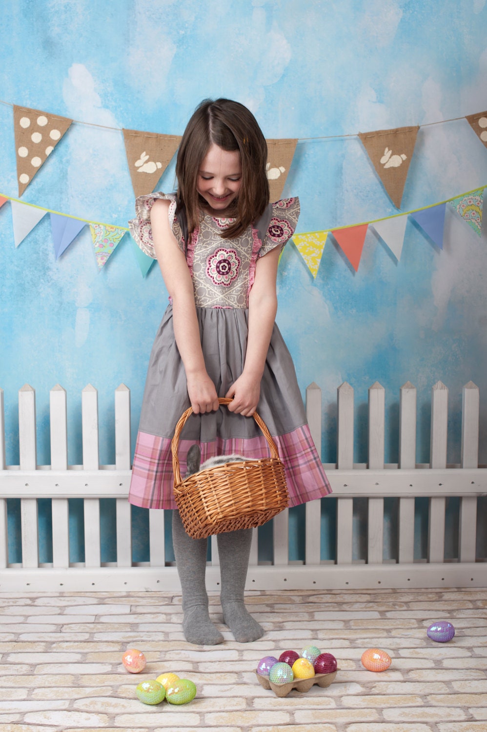 Limited Edition Girls Grey and Pink CAMEO Dress... Sizes 2T through 14