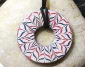 Lovely Firework Fourth of July Paint Web Upcycled Papers Washer Pendant Necklace Unique gift