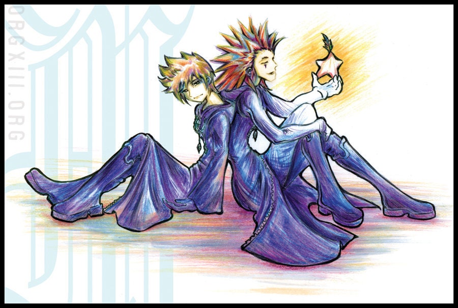 Roxas & Axel : Kingdom Hearts fanart illustration - full size print