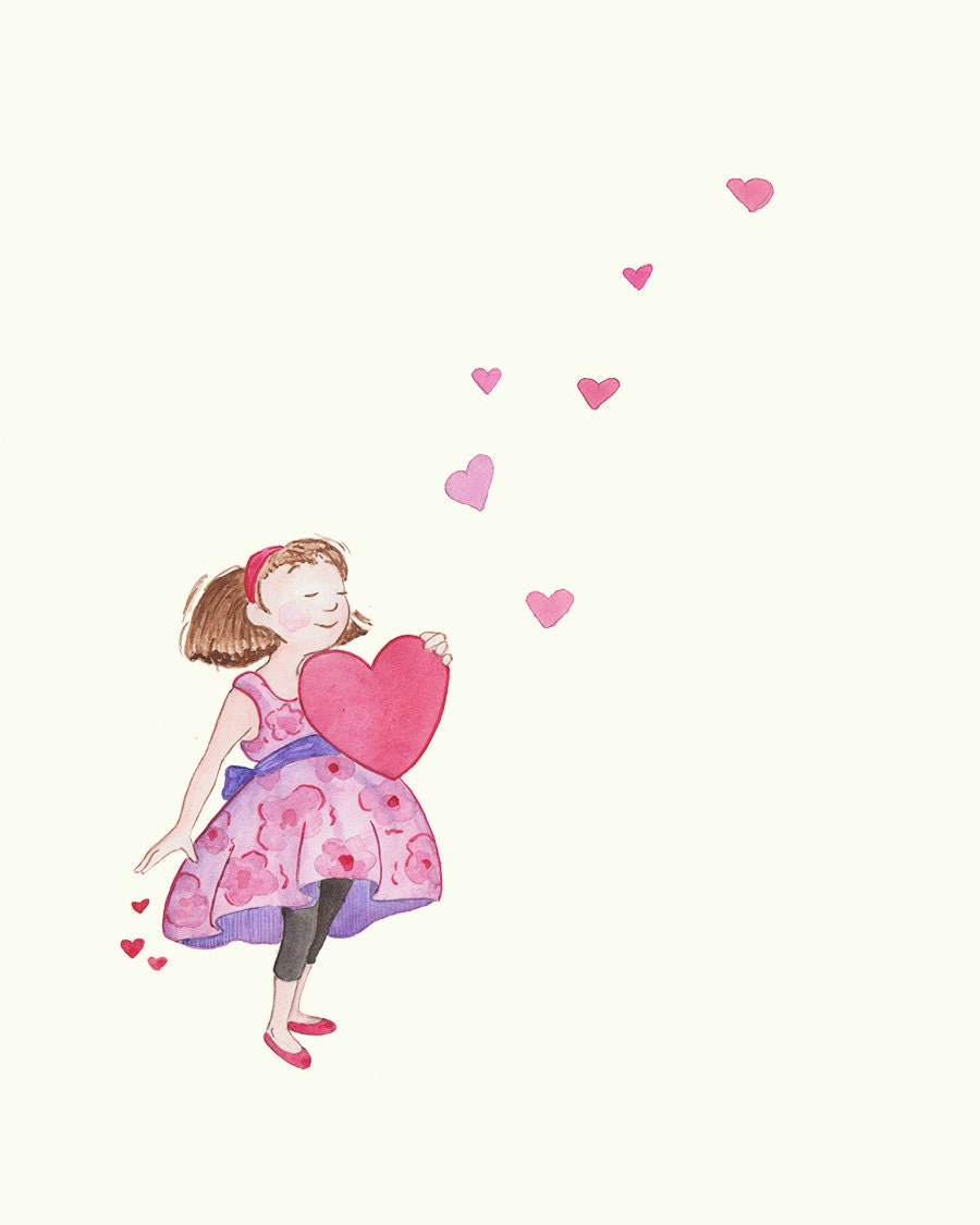 My Heart: Nursery Art Print - Children's Art - Girl's Room - Home Decor - Valentine - Hearts  - Under 20 - 8 X 10