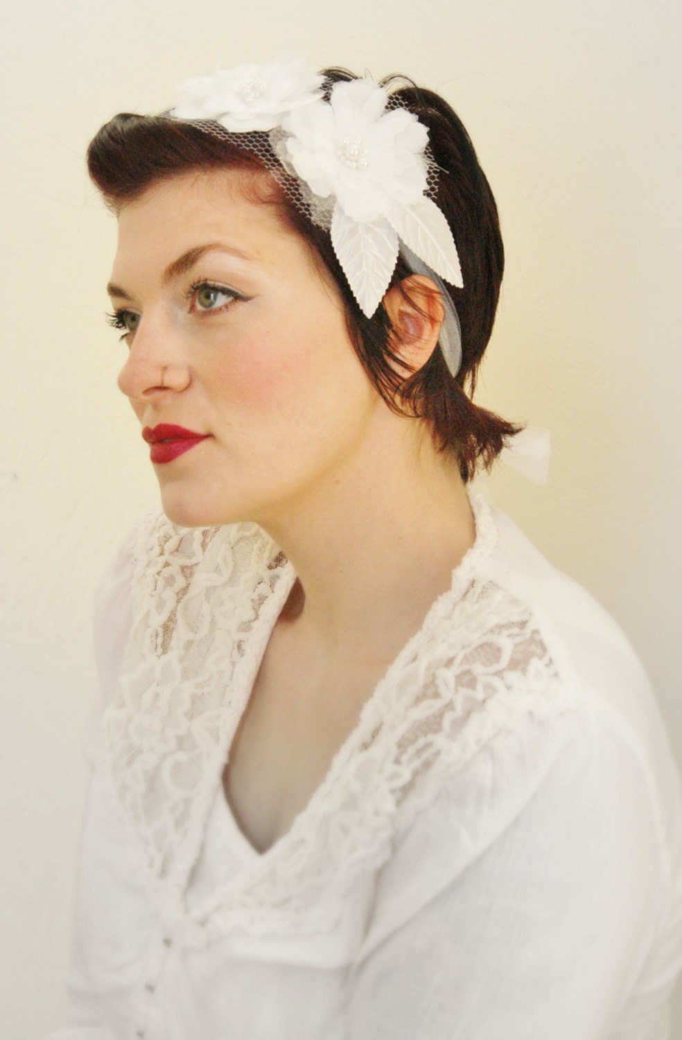 Wedding Accessory - Bridal Accessory -  Flowers and Pearls - Handmade Accessory - Beautiful Bliss Headpiece