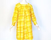 60s Babydoll Dress / Vintage 1960s Dress / Yellow Plaid / Mod Dress / XS S