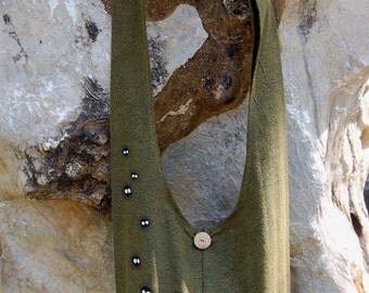 Spirited Away Totoro soot sprites Hip Sling Bag cotton Thai Cotton 42 dark green with yellow stone pattern