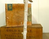 Small bird and twig stand - distressed off white - great for shop display