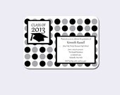 Polka Dot Graduation Invitations with Graduation Cap - Polka Dot Invitations - Polka Dotted Graduation Invitations - Set of 10