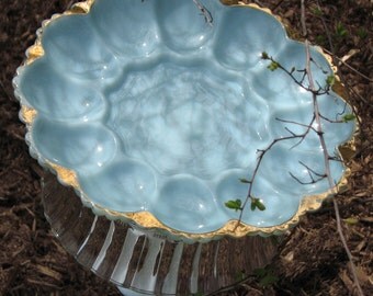 Upcycled Glass Garden Totem - Birdfeeder/bath