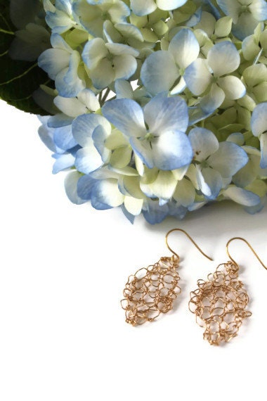 Bridal Jewelry Knit Gold Earrings