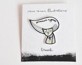 brooch plastic white portrait pin - Gloria