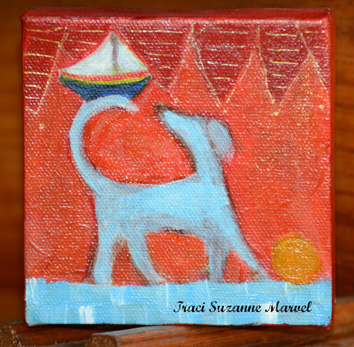 Original Acrylic Dog Sailboat Painting
