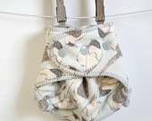 organic newborn diaper - newborn fitted cloth diaper - birds - birth to 15 pounds - Nifty Nappy