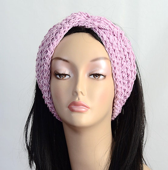 Knit Turban Headband in Pale Pink Color