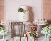 CHEVRON and SUCCULENT Printable Party Backdrop - you print