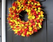 22 inch Spring Wreath- Spring Decor-Spring Tulips Wreath, Custom Colors and Sizes