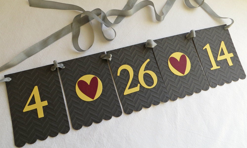 Wedding Date Banner - Embossed Chevron - MADE TO ORDER - Save The Date Chevron Banner Photo Prop Wedding Garland Il_570xn