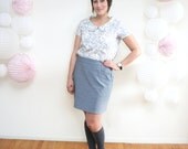 Peter Pan Collar Shirt- Short Sleeve Vintage Style Floral Top with Large Gray Rose Print
