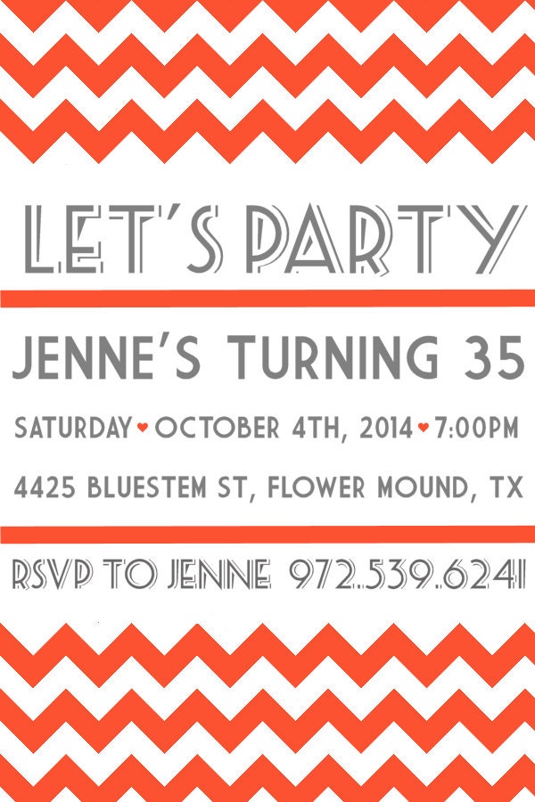Chevron Coral Invitation