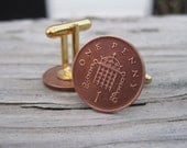 Portcullis Cuff Links. English New Penny Coin Cuff Links.