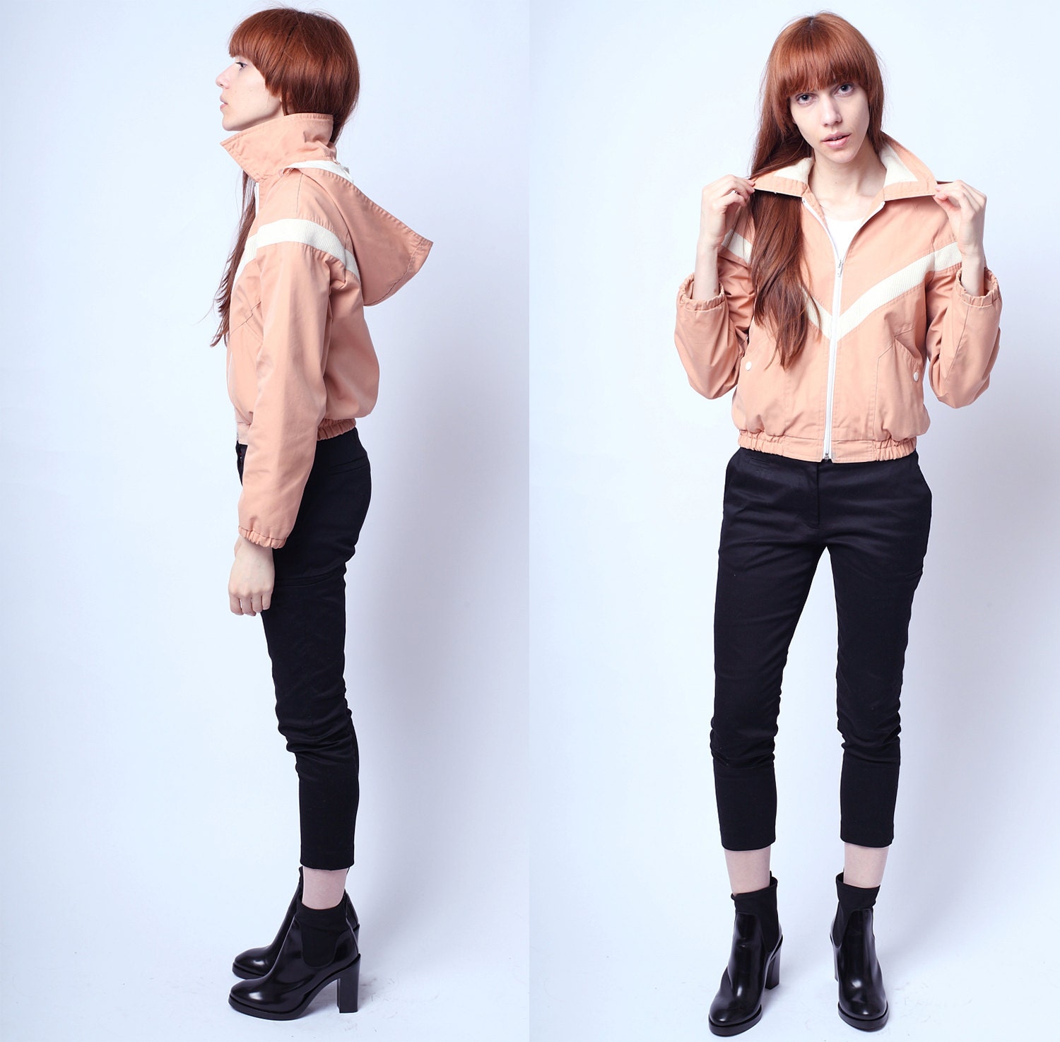 Vintage 1980s Randy Peach Bomber Jacket XS