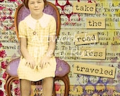 The Smart Girl Says, "Take the Road Less Traveled" ACEO Art Card Print ATC 2.5 by 3.5 Inspirational Journey Road Art Print